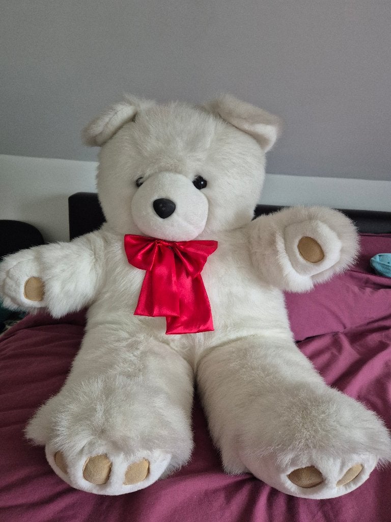 grote Teddybeer 95 cm, Kinderen en Baby's, Ophalen, Gebruikt, Wit, Groot (groter dan 80 cm)