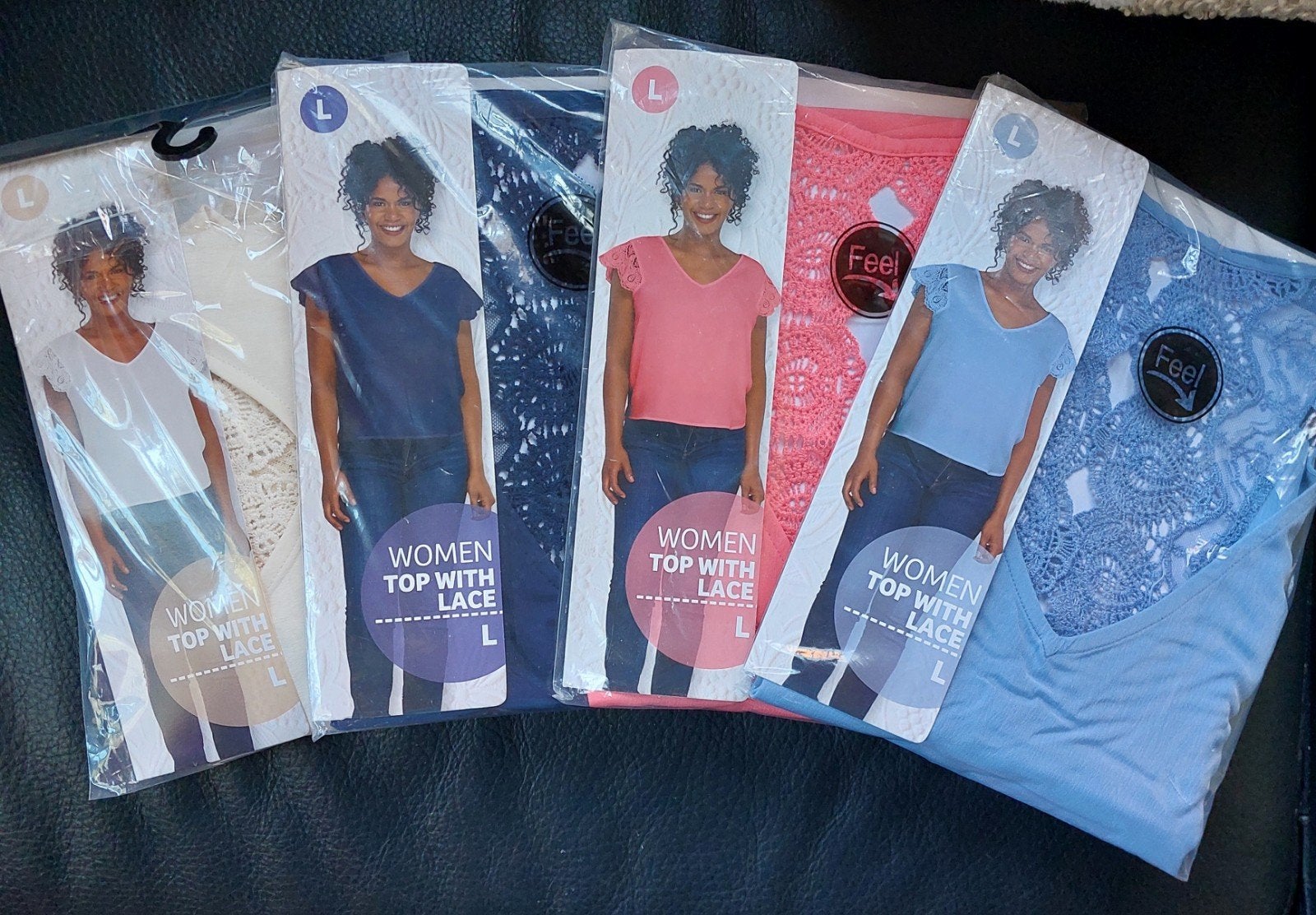 4 speciale t-shirts met kant, large, Kleding | Dames, Topjes, Ophalen of Verzenden