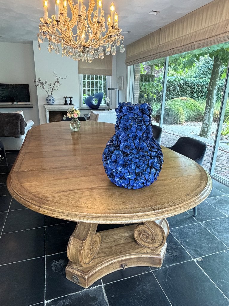 Landelijke massief eiken eettafel te koop, Ophalen, Gebruikt, 150 tot 200 cm, Eikenhout