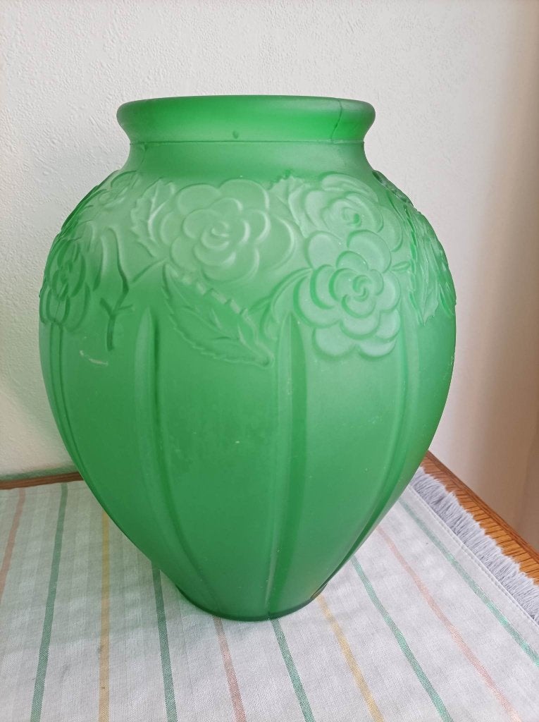 Art deco vaas matgroen Julius Stolle Niemen, Ophalen