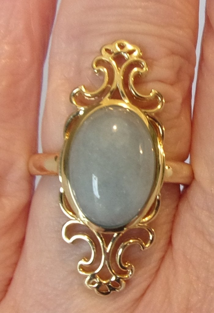 Gouden dames ring met Aquamarijn - BCI - maat 17, Bijoux, Sacs & Beauté, Neuf, Or, 17 à 18, Bleu