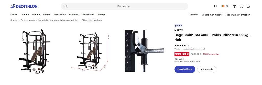 Cage de musculation Marcy SM-4008, Comme neuf, Enlèvement, Autres types, Métal
