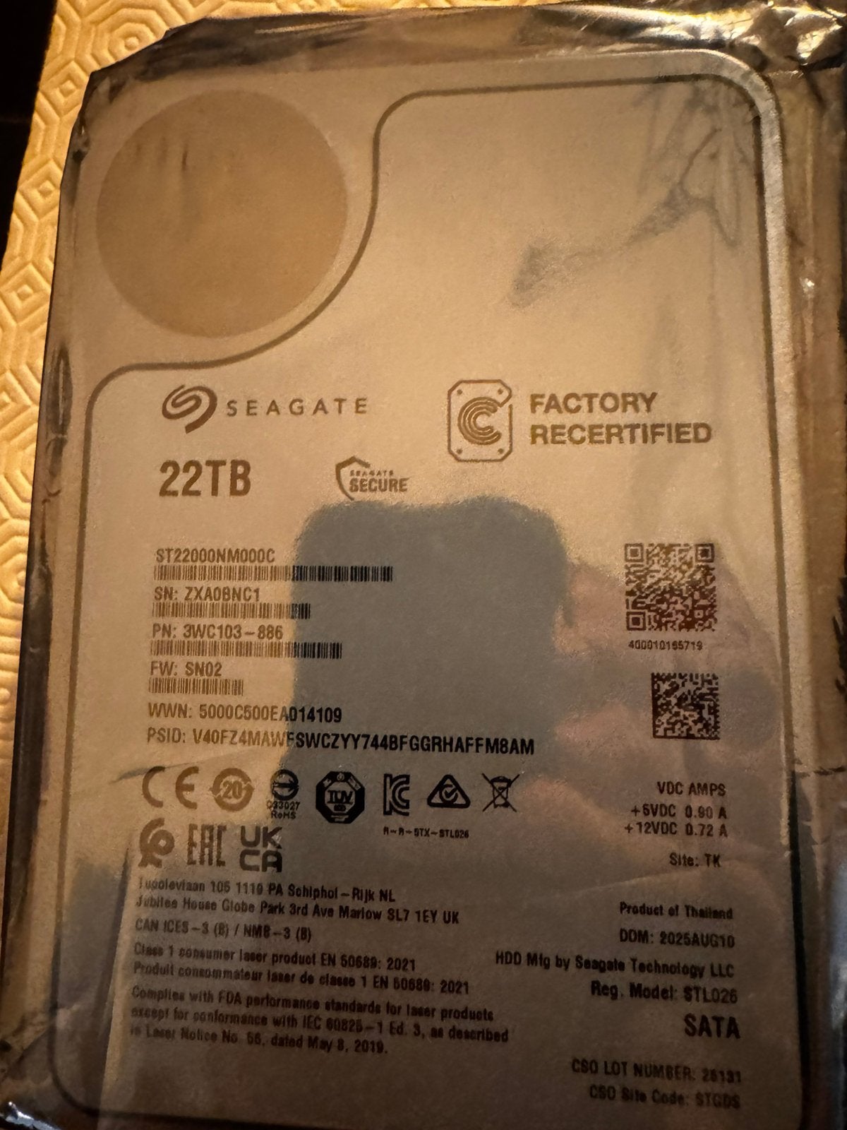 Seagate Exos ST22000NM000C, recertifié en usine, HDD, Enlèvement, NAS, Serveur