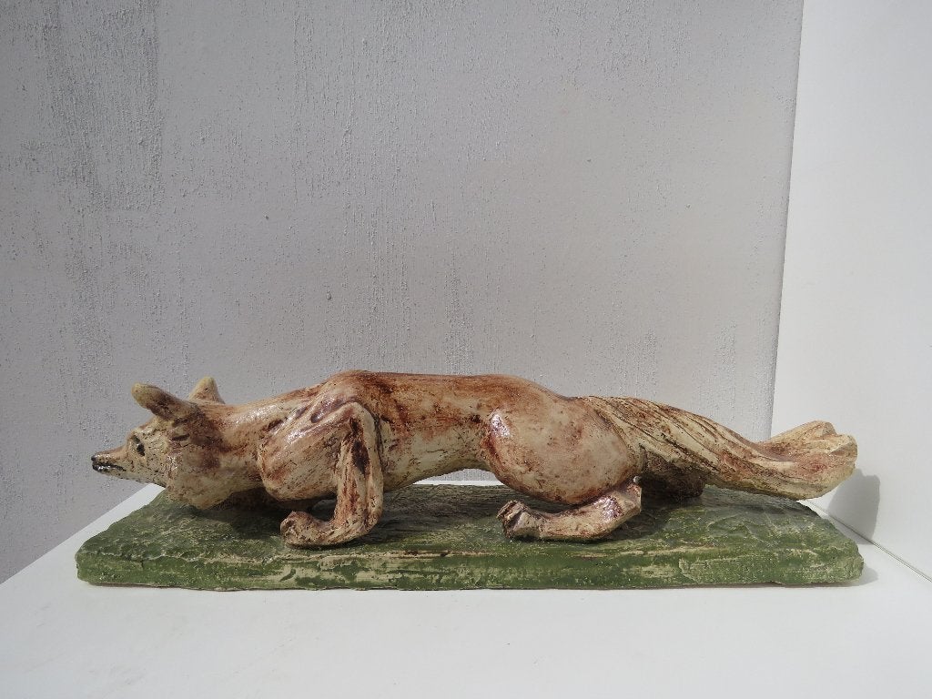 Statue en céramique Stealthy Fox Clay, Antiquités & Art, Art | Sculptures & Bois, Enlèvement ou Envoi, Statue
