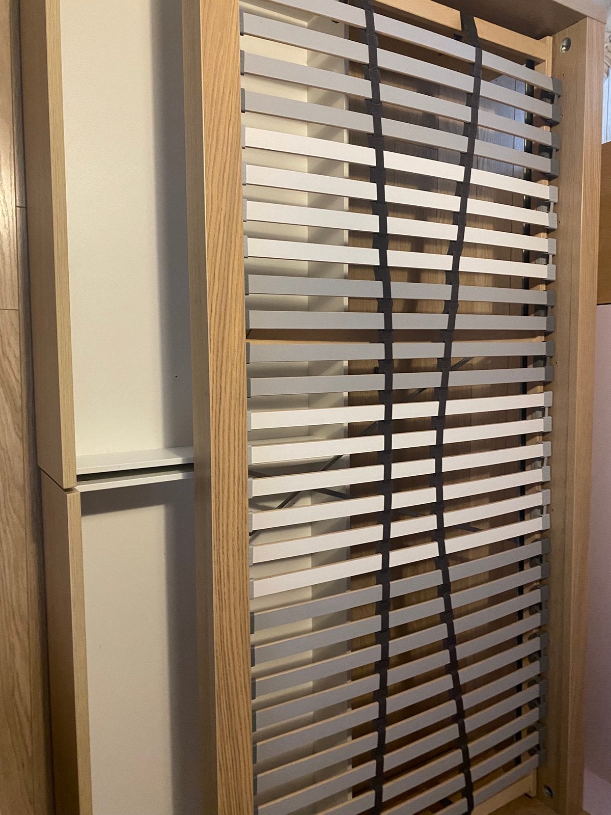 Lit Ikea Malm plaqué chêne blanchi 1 personne, 90 cm, Beige, Une personne, Enlèvement