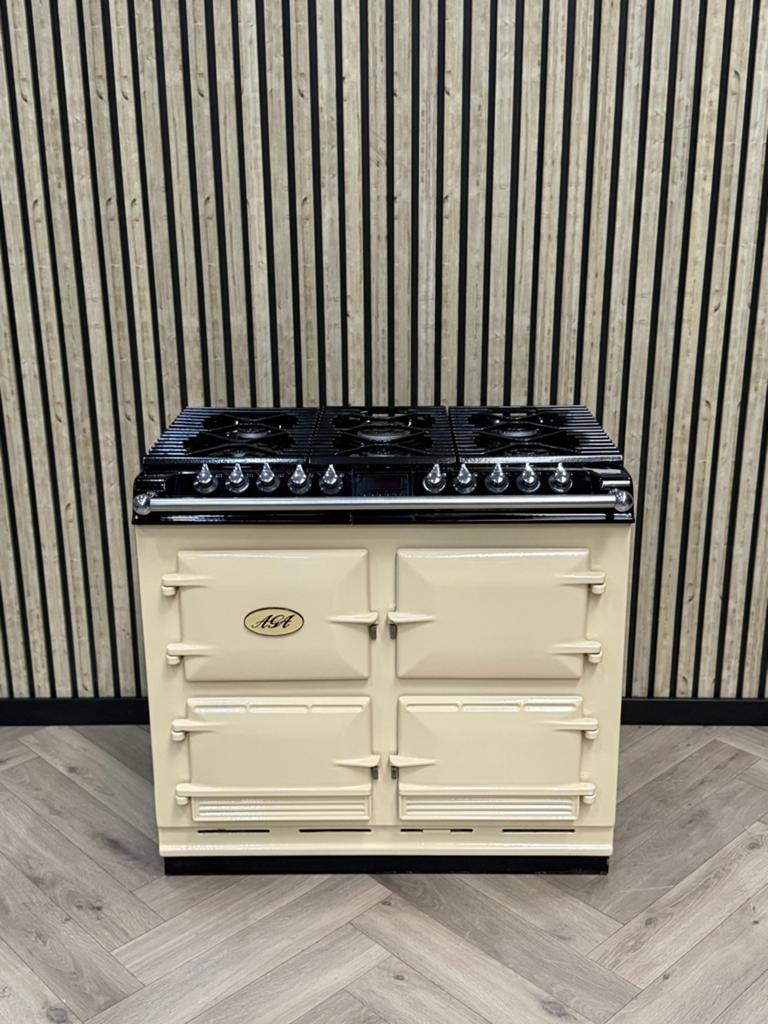 Prachtig Fornuis AGA Six Four GAS 100cm creme 4 Ovens!, Ophalen of Verzenden, Grill, Gas