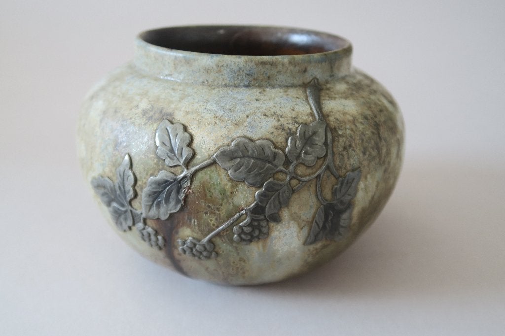 Vase en grès de Bouffioulx décor étain, Ophalen of Verzenden