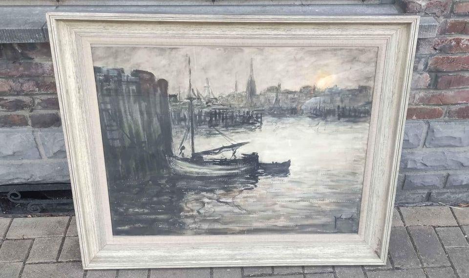 Aquarelle marine signe Théo idserda, Antiek en Kunst, Kunst | Schilderijen | Klassiek, Ophalen