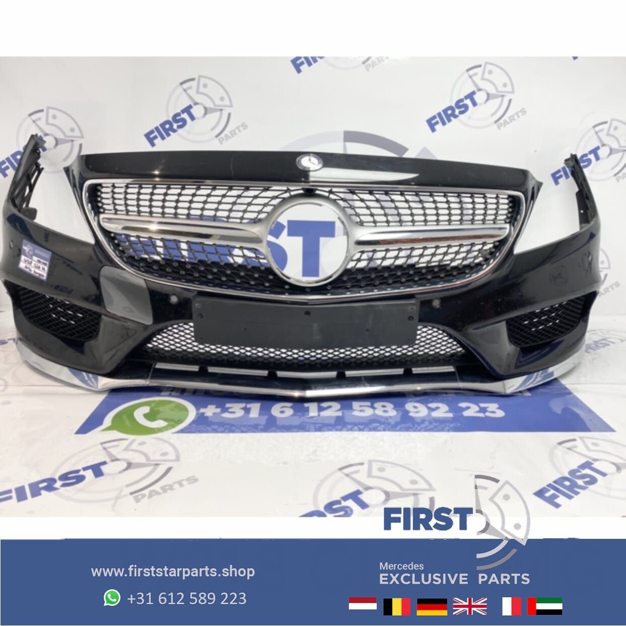 W218 CLS FACELIFT AMG VOORBUMPER ZWART COMPLEET + DIAMOND GR, Auto-onderdelen, Gebruikt, -, Voor, Ophalen of Verzenden