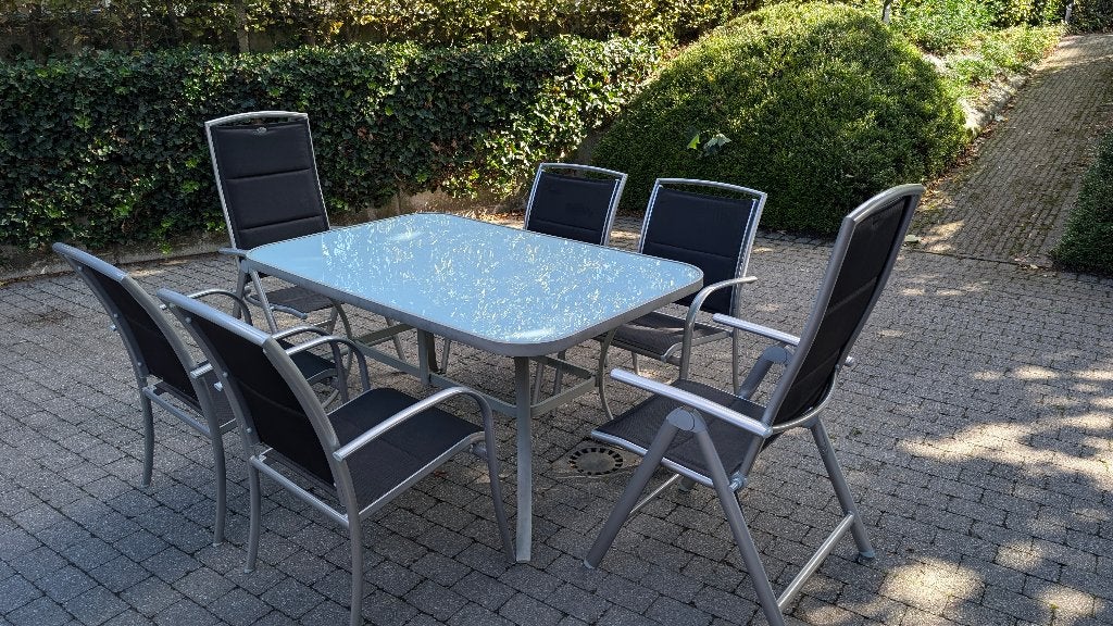 Tuinset met 6 stoelen, Ophalen, Gebruikt, 6 zitplaatsen, Aluminium