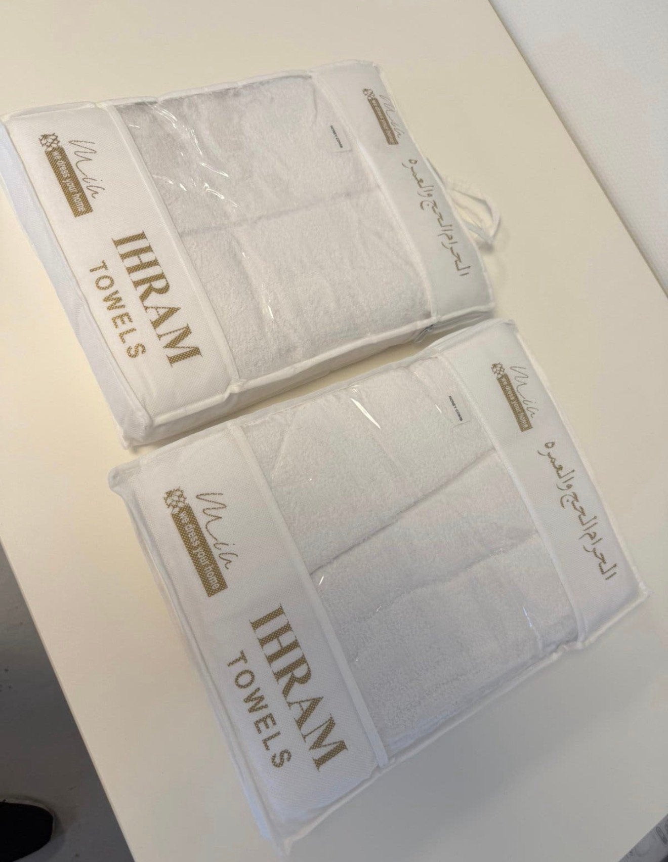 Lot de 2 essuie-mains Mia Ihram, 100 % coton, 120 x 230,, Enlèvement ou Envoi, Neuf, Blanc