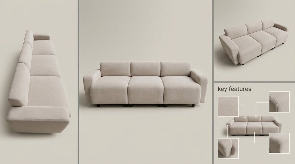 Zetel driezit, beige, 211 cm x 67 cm x 71 cm, Trois personnes, Moins de 75 cm, 200 à 250 cm, Banc droit