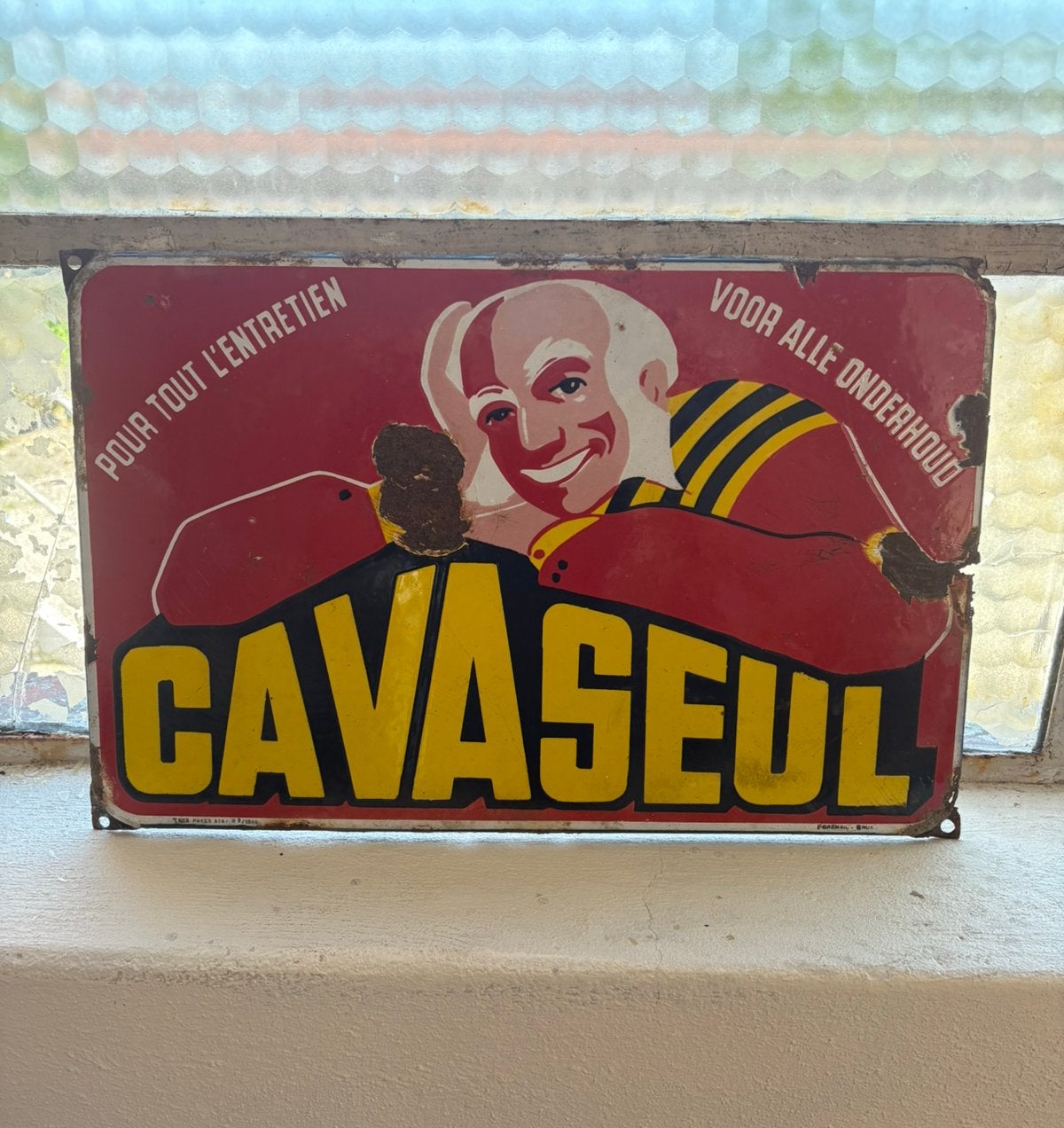 Emaille reclamebord ca va seul, Ophalen of Verzenden, Zo goed als nieuw, Reclamebord