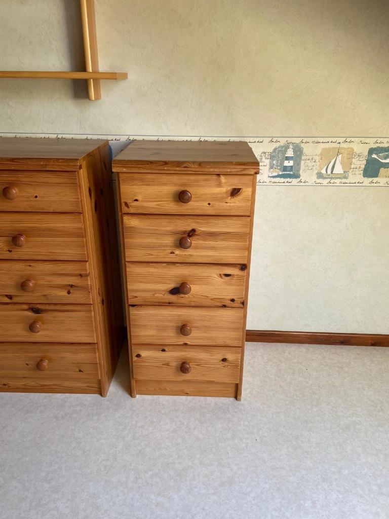 Set van 2 Massief Houten Ladekasten, Ophalen, Gebruikt, 5 laden of meer, 50 tot 100 cm
