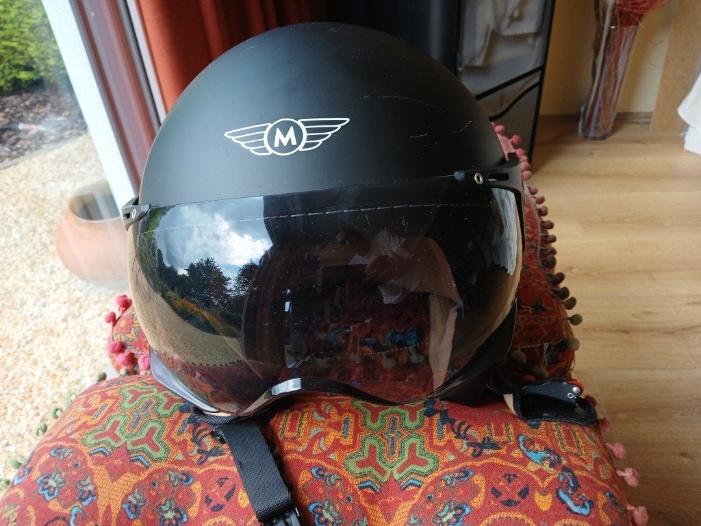 Casque jet noir, MOTO Helmets, taille L, 59/60 cm, Enlèvement ou Envoi, Comme neuf, Large