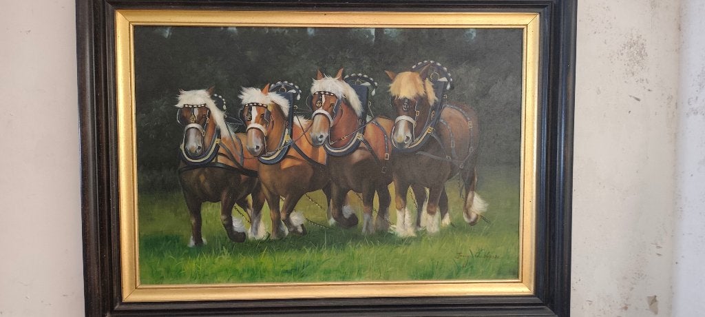 Schilderij, Antiek en Kunst, Doek, Dieren, Olieverf, Klassiek