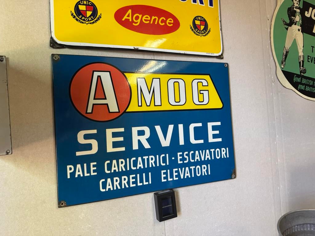 AMOG Service emaille reclamebord, Ophalen of Verzenden, Gebruikt, Reclamebord