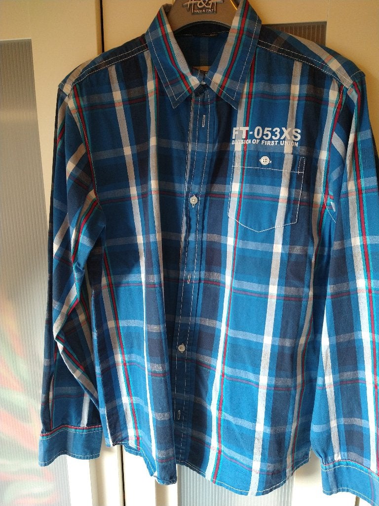 Blauwwit geruit hemd van Scamps & Boys, Kinderen en Baby's, Ophalen, Overhemd of Blouse, Scamps & Boys, Zo goed als nieuw