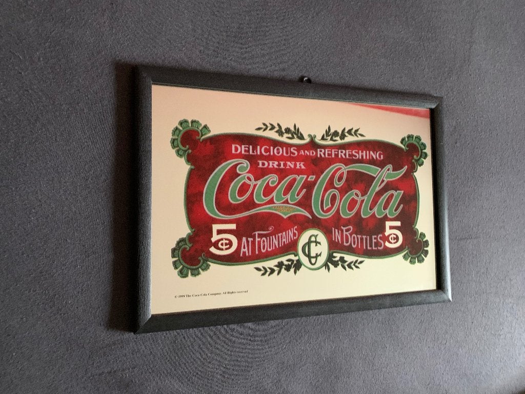 Coca Cola spiegel 22 x 32 cm Delicious reclame, Verzamelen, Ophalen, Zo goed als nieuw, Reclamebord