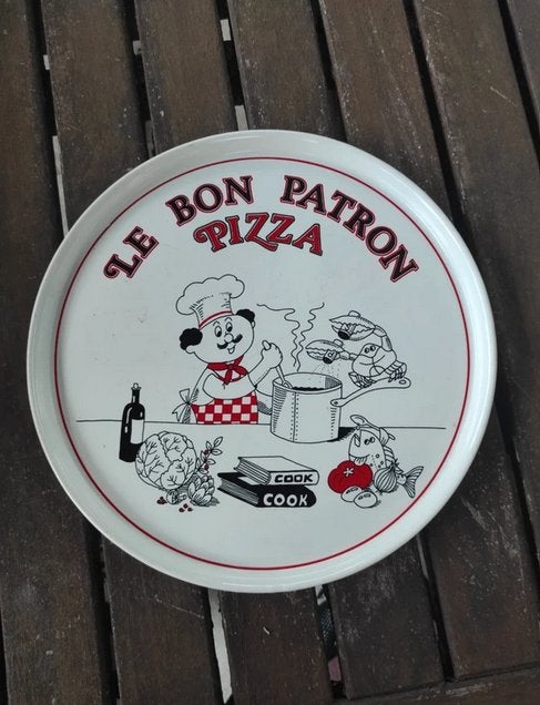 Le bon patron pizza bord decoratief, Ophalen, Gebruikt, Vintage, Bord(en)