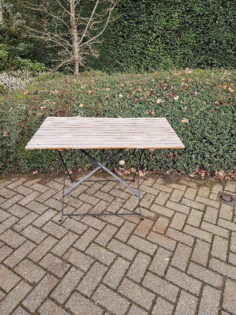 Klaptafel Vintage antiroest behandeld, origineel lattenblad, Huis en Inrichting, Tafels | Bijzettafels, Ophalen, Gebruikt