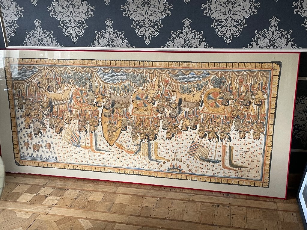Balinees Kamasan schilderij - groot formaat -, Enlèvement, Toile