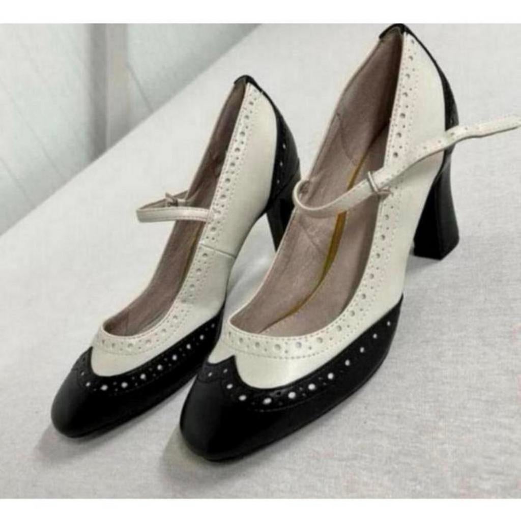 Flapper Mary Jane Next Pumps pump met hakken 38 zwart-wit, Pumps, Zwart, Ophalen of Verzenden, Zo goed als nieuw