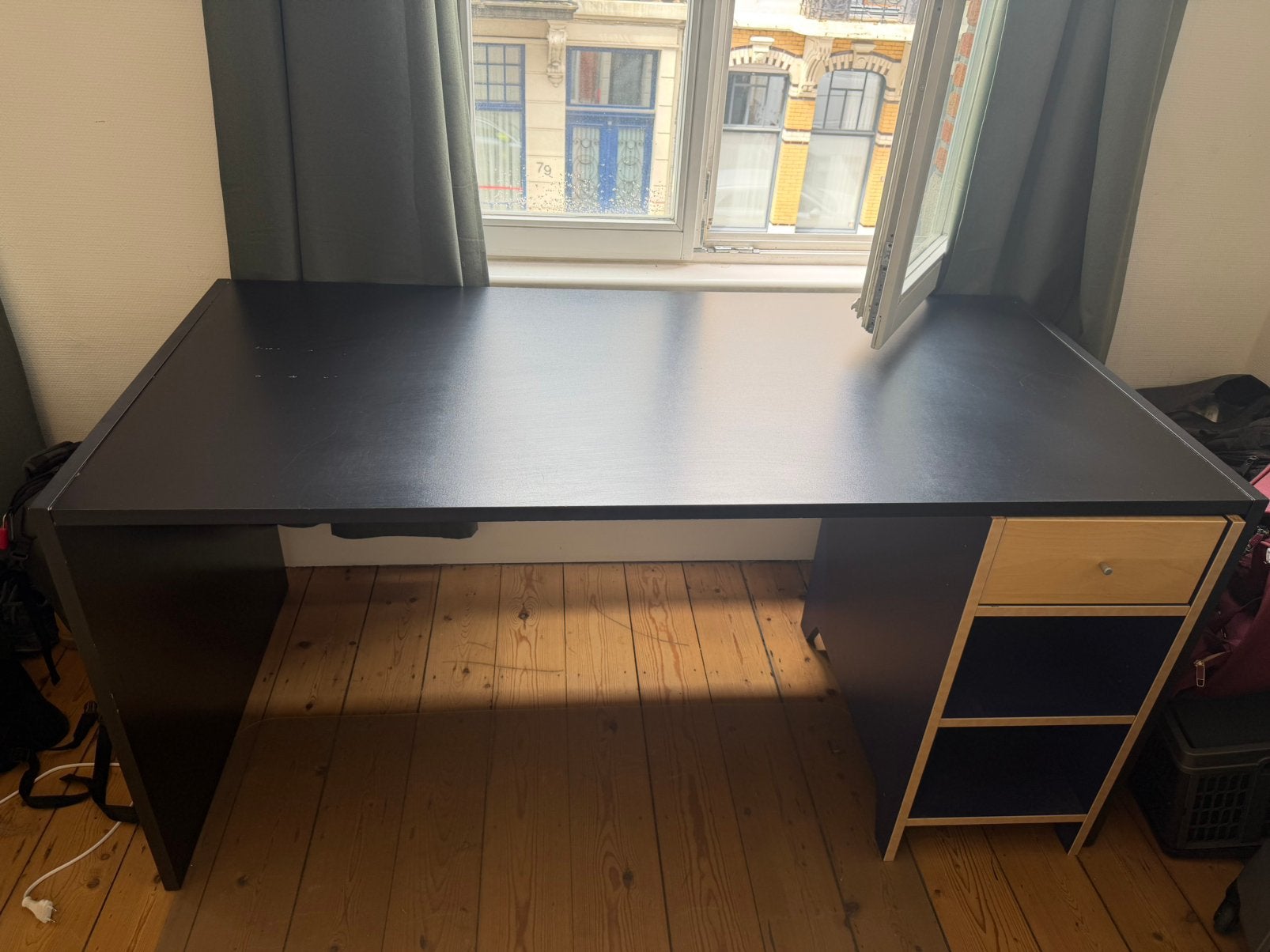 Bureau 155x75x73 avec tiroirs (séparés) et chaise de bureau, Utilisé, 75 cm, 175 cm, Bureau d'ordinateur