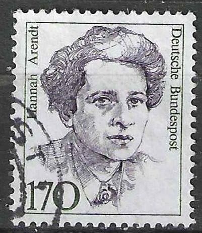Duitsland Bundespost 1988 - Yvert 1223 - Hannah Arendt (ST), Verzenden, Gestempeld
