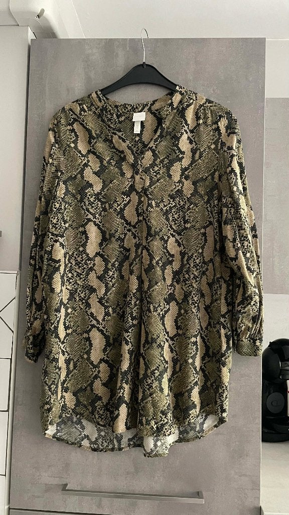 Python hemdjurk met lange mouwen XS, H&M, Bruin, Ophalen of Verzenden, Zo goed als nieuw