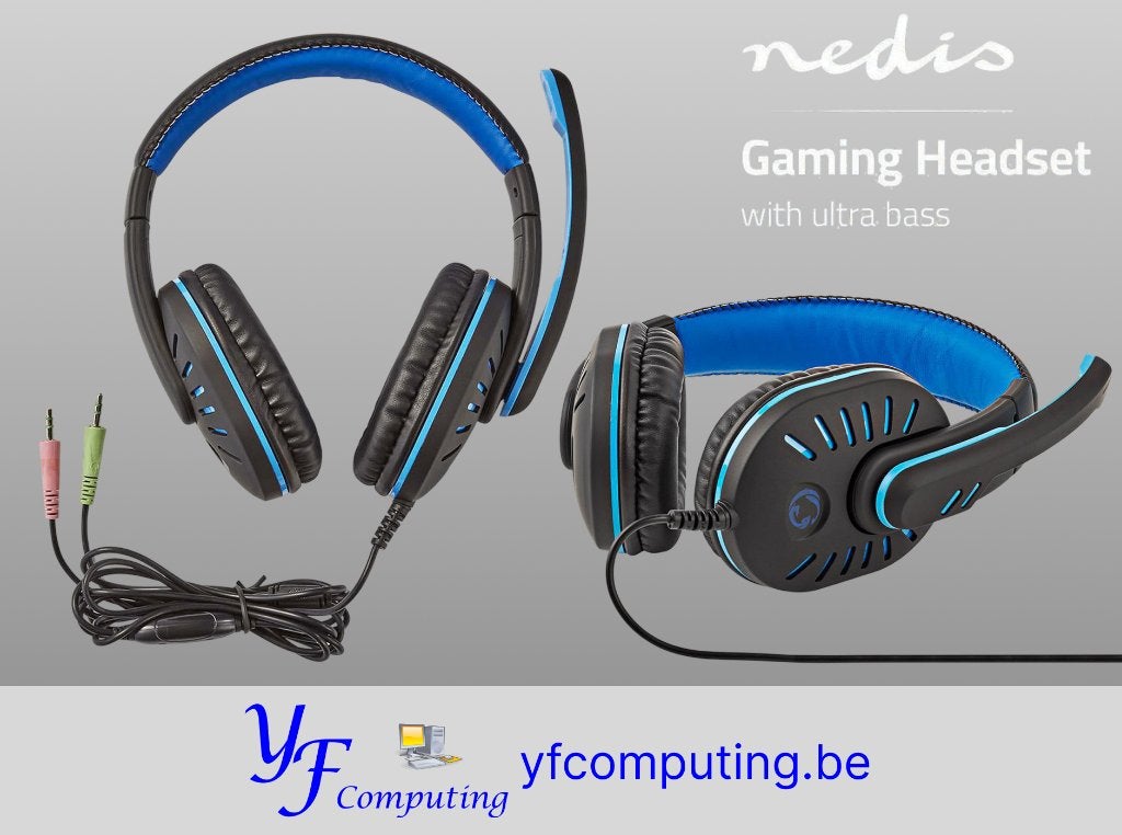 Gaming headset met microfoon, jack 3,5mm – Nieuw, Computers en Software, Headsets, Nedis, Nieuw, Ophalen of Verzenden, Gaming headset