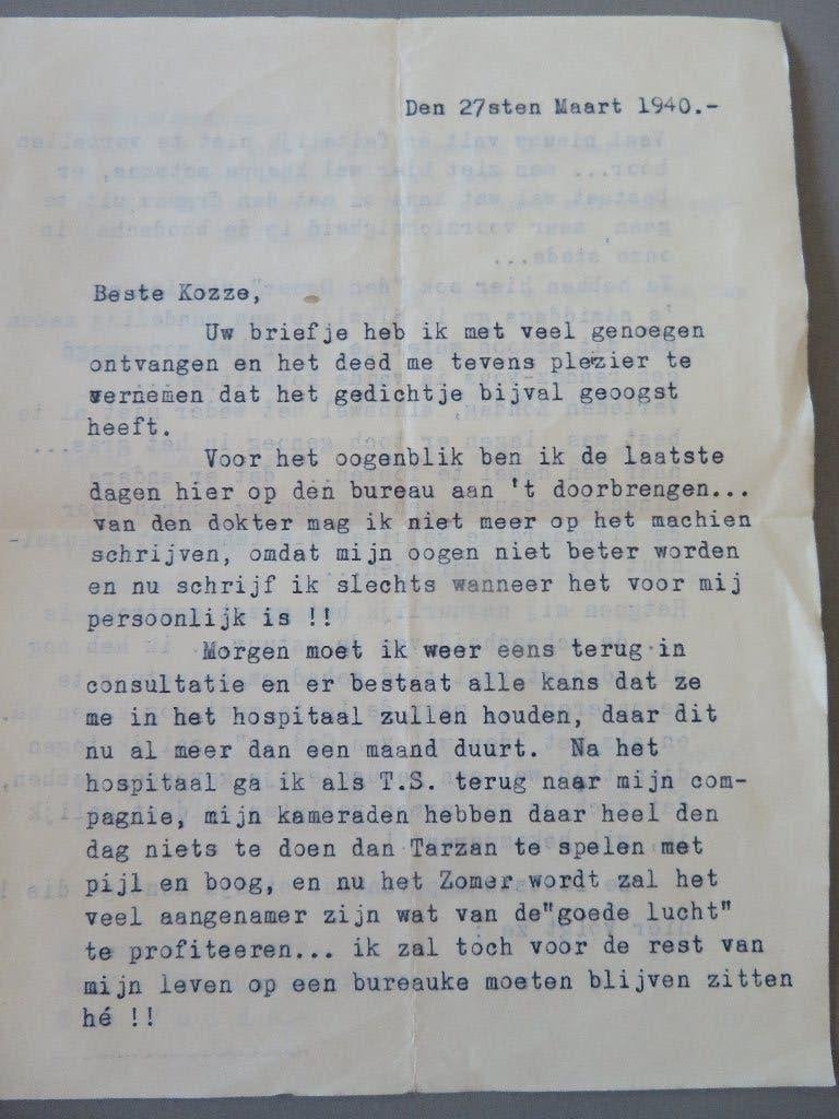 brief moppen WO2 1940 Armand Hautekeete staf 7de Liniereg., Verzamelen, Ophalen of Verzenden, Landmacht, Overige typen