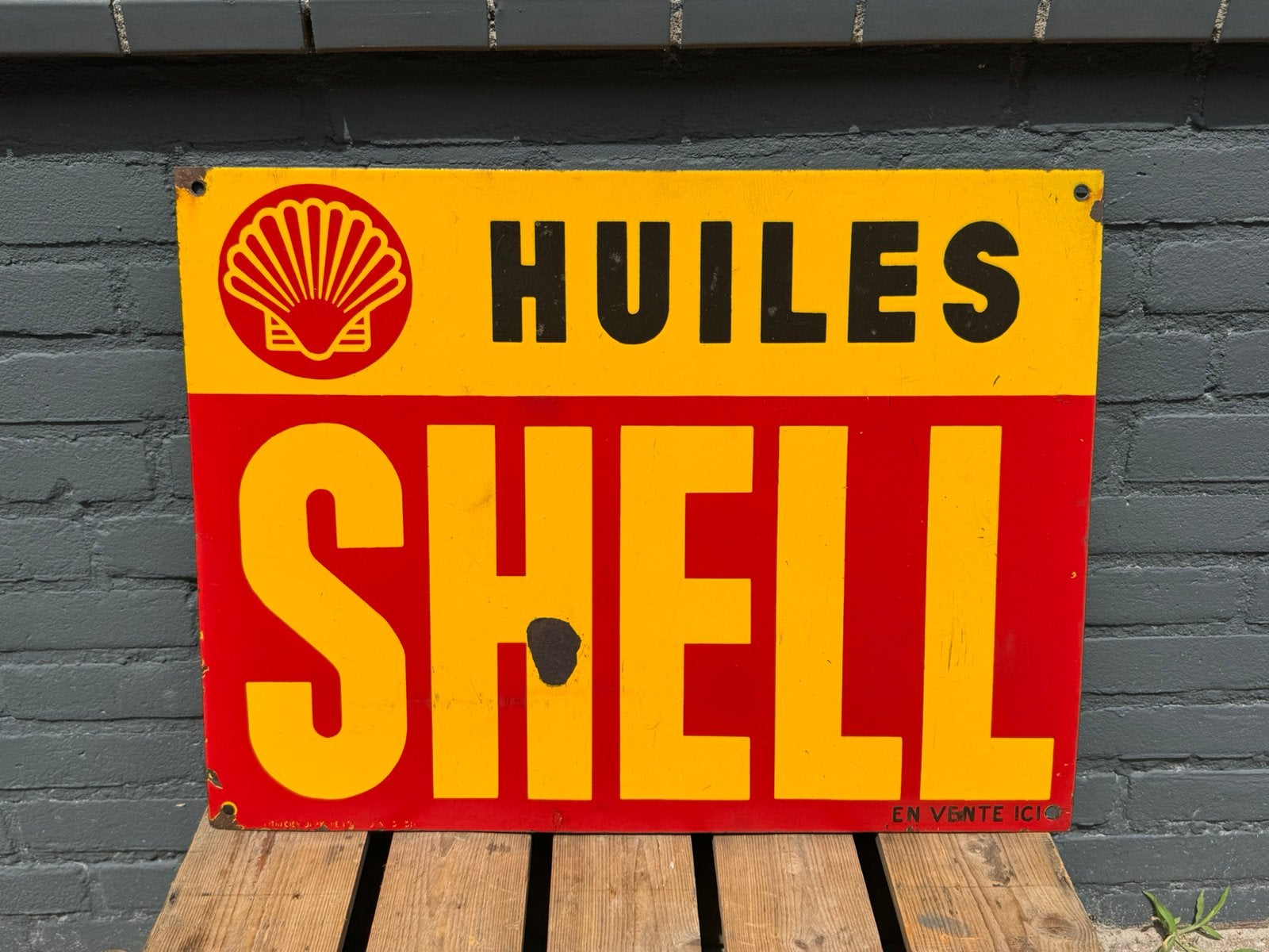 Ancien panneau d'affichage en émail SHELL, Enlèvement ou Envoi