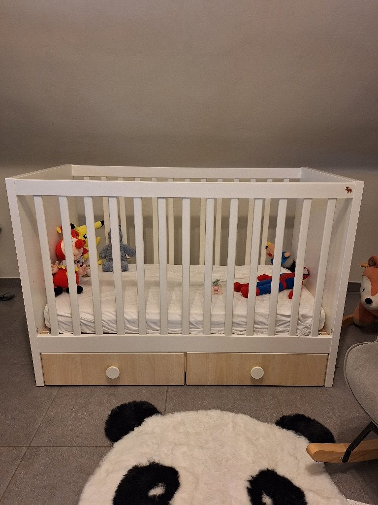 Babybedje 60x120cm met lades, Ophalen, Gebruikt, Minder dan 140 cm, Minder dan 70 cm