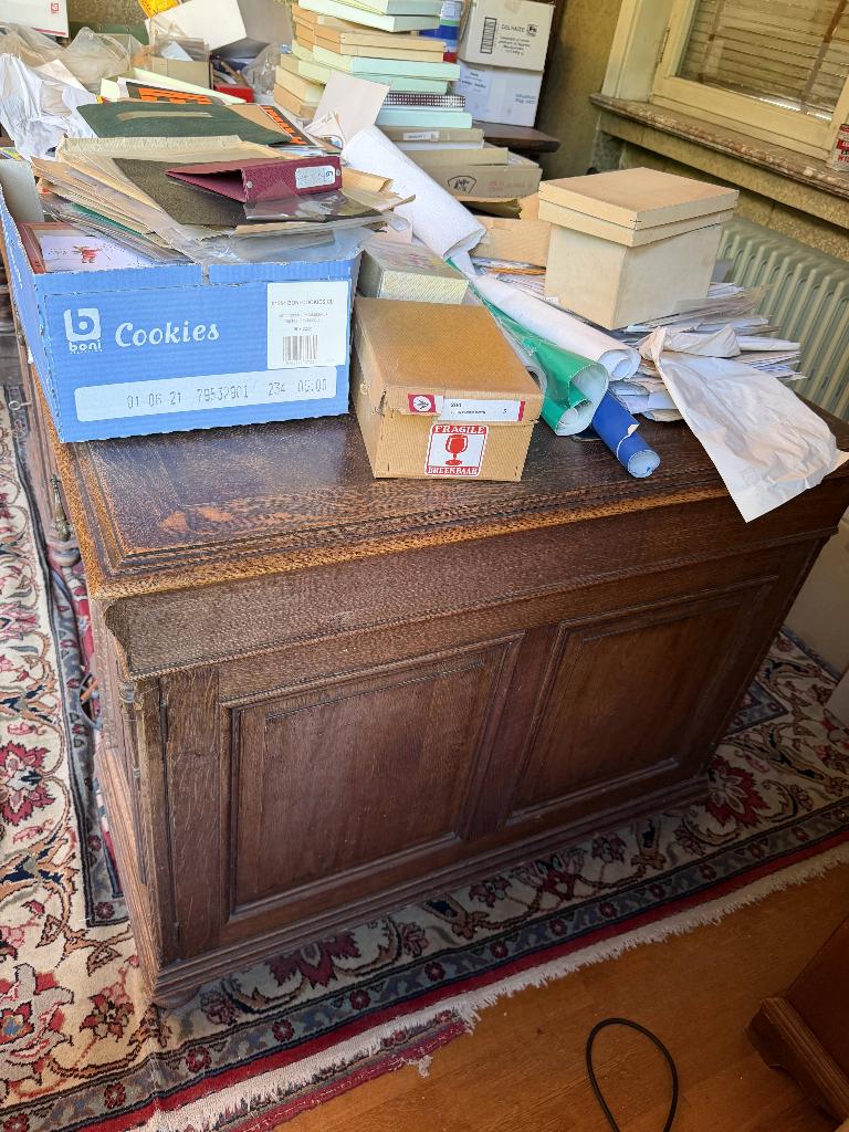 Bureau double face en chêne massif – Style Renaissance, Maison & Meubles, Autres marques, Bureau duo, Enlèvement, Antique