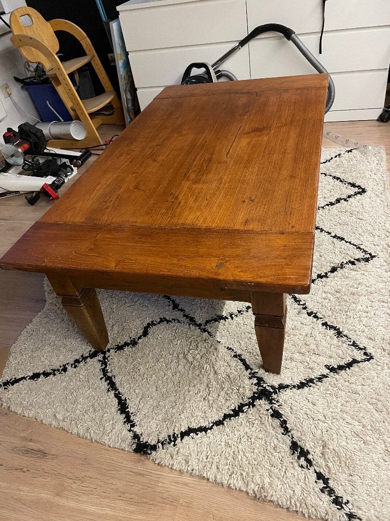 Volhouten salontafel, Ophalen, Gebruikt, 100 tot 150 cm, 50 tot 100 cm