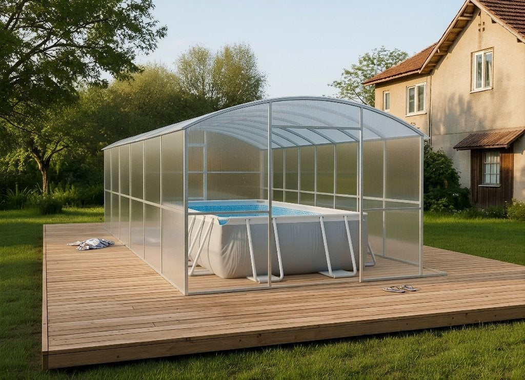 Zwembadoverkapping – 3 m breed; 4–30 m lang; Polycarbonaat, Ophalen of Verzenden, Nieuw, Overige typen