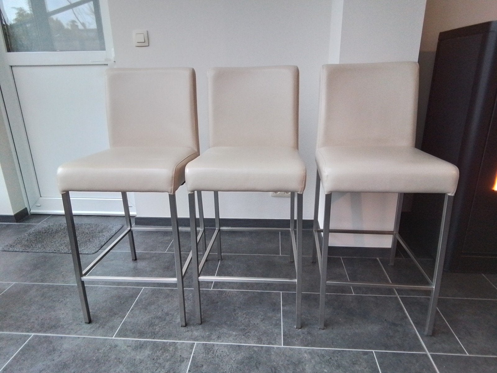 Te koop: 3 barkrukken, zithoogte 76cm, totale hoogte 1m, 3 krukken, Ophalen, Gebruikt