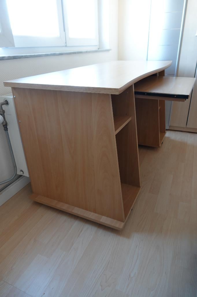 Bureau, Maison & Meubles, Bureaux, Utilisé, Bureau d'écolier, Moderne, Bois, Beige, Démontable, Avec roues, Espace de rangement