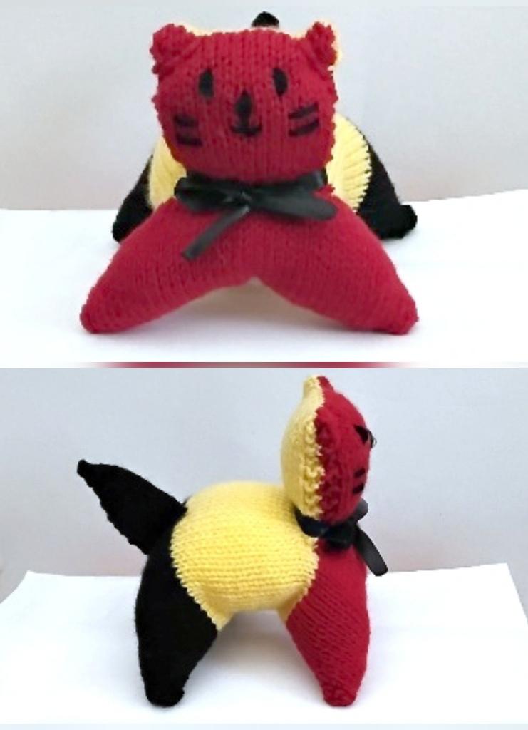 doudou , peluche , chat tricoté , couleur Belgique ,15 cm, Overige merken, Handgemaakt, Nieuw, Ophalen of Verzenden