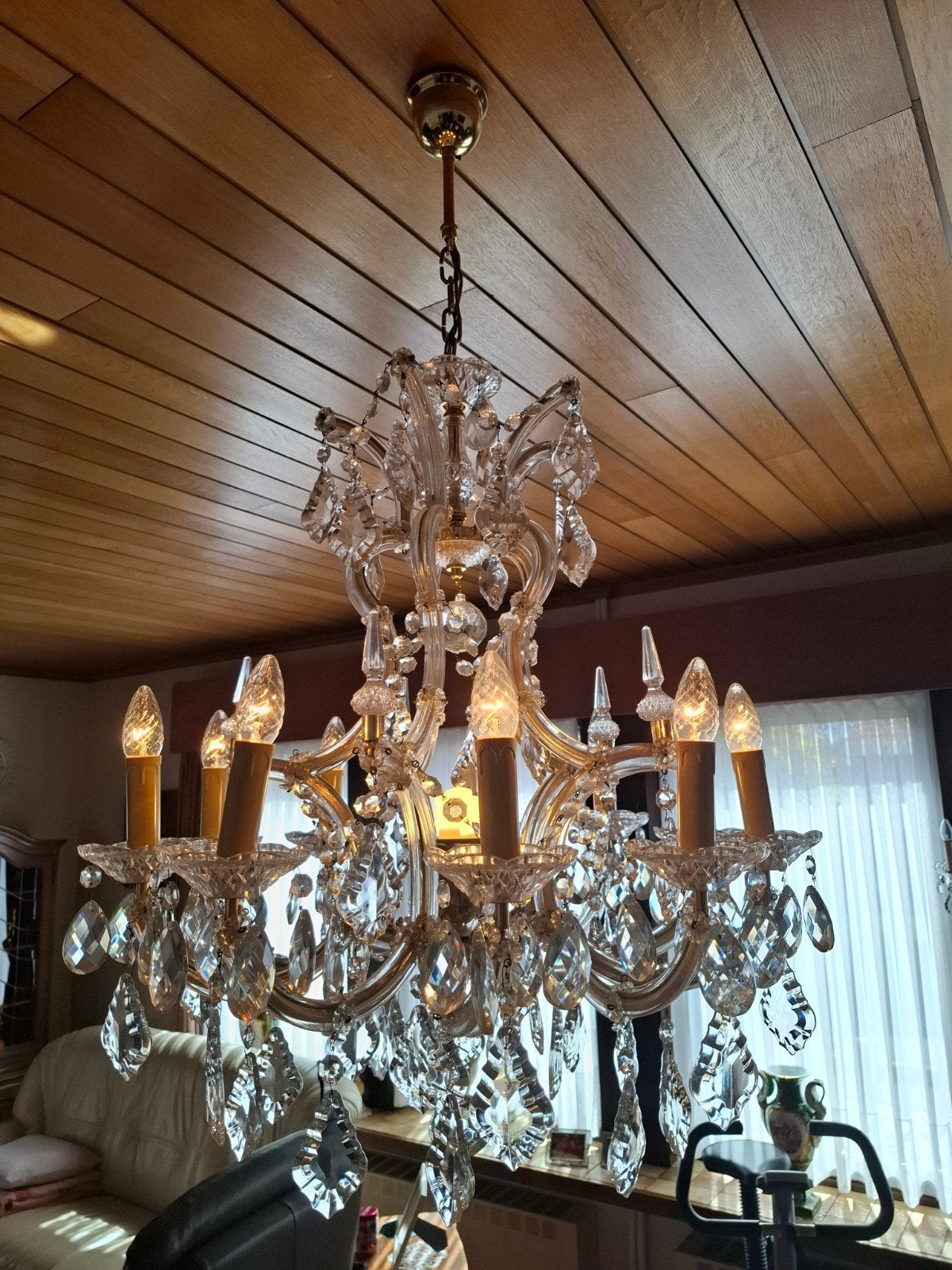 Vintage luster 113cm hoog 68 cm breed, Huis en Inrichting, Ophalen, Gebruikt, Overige materialen