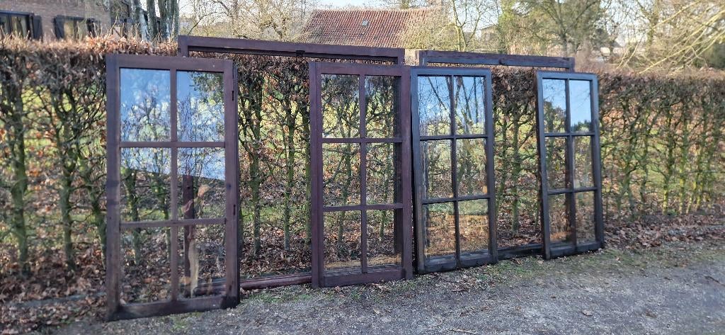 Twee dubbele draairamen ieder 158x168 in Azobe, Enlèvement, Utilisé