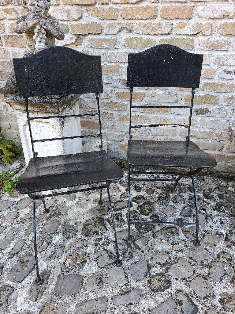 Antieke ijzeren tuinstoelen  plooibaar, Ophalen