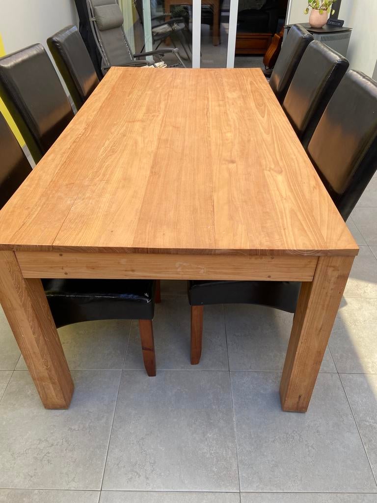 Uitschuifbare teaken tafel 300€, Ophalen, Zo goed als nieuw