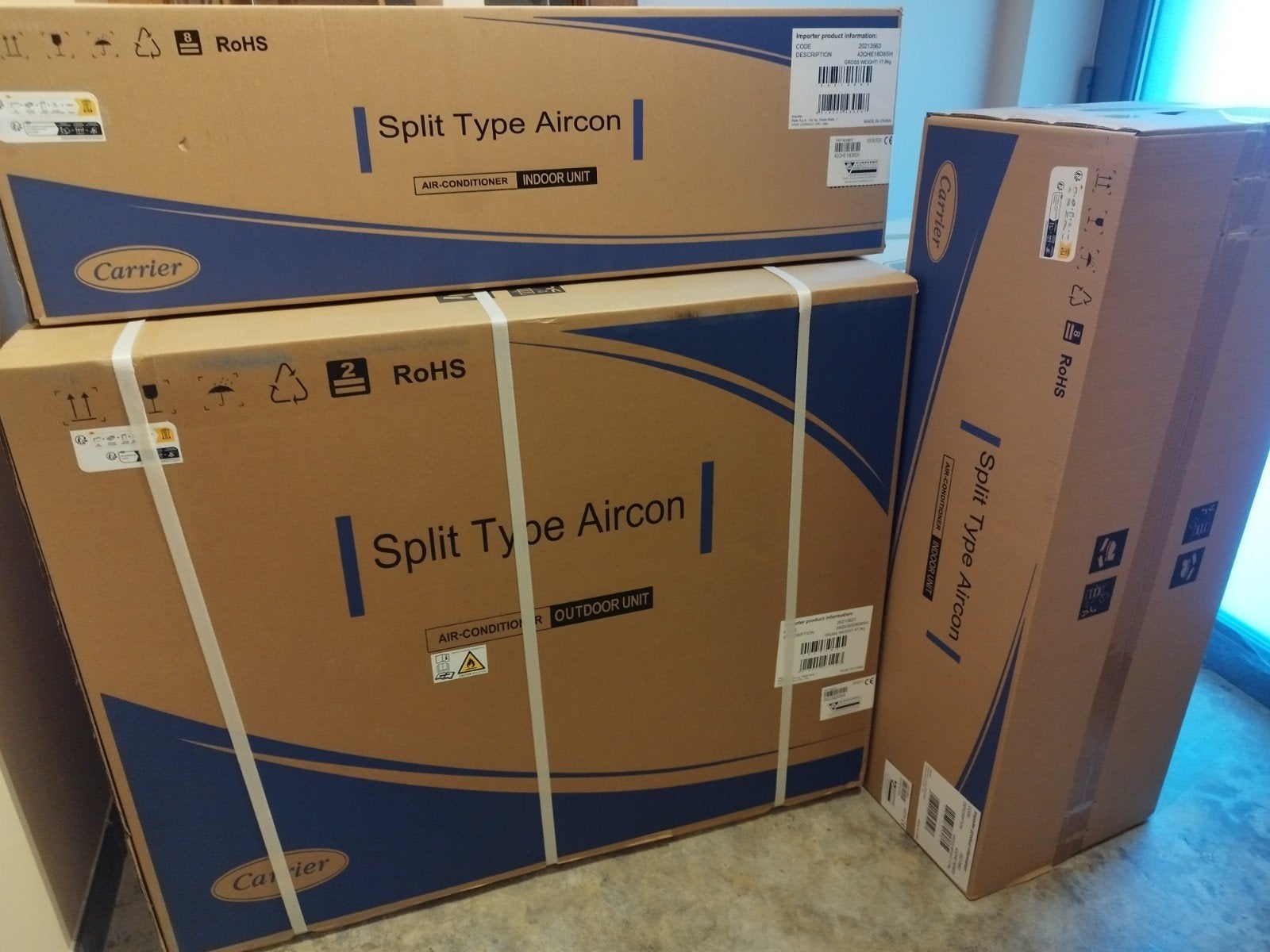 Climatisation multi-split Carrier, 5 kW et 3,5 kW avec compr, Enlèvement