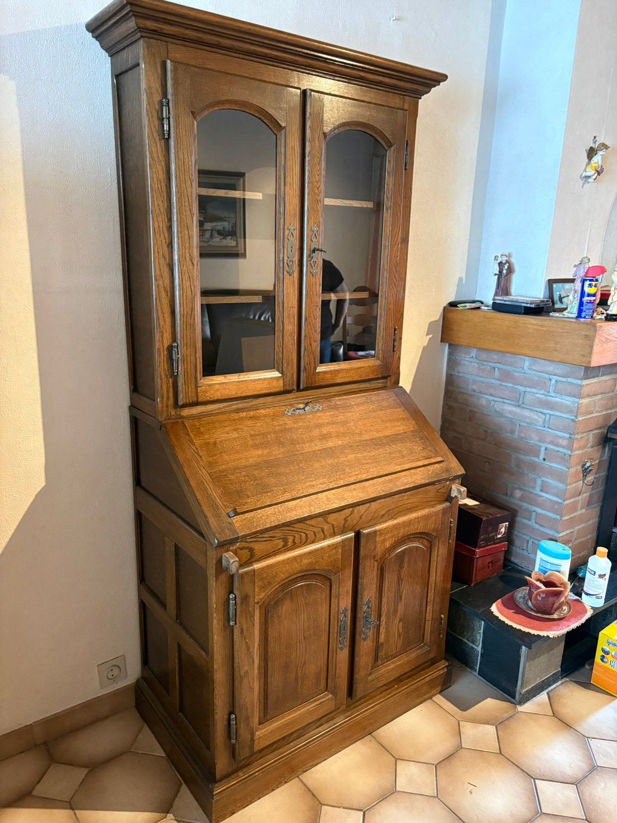 Eiken secretaire / schrijftafel, Ophalen, Gebruikt, Eikenhout