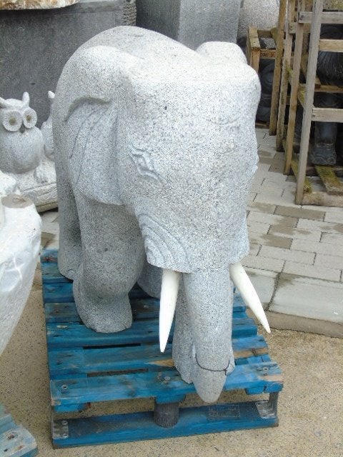 statue éléphant en pierre granit , H 80 CM !!!, Jardin & Terrasse, Enlèvement, Neuf, Pierre, Animal