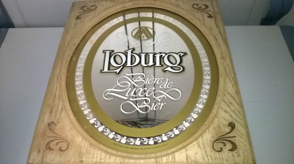 LOBURG cadre miroir avec contour bois, Enlèvement, Comme neuf, Panneau publicitaire