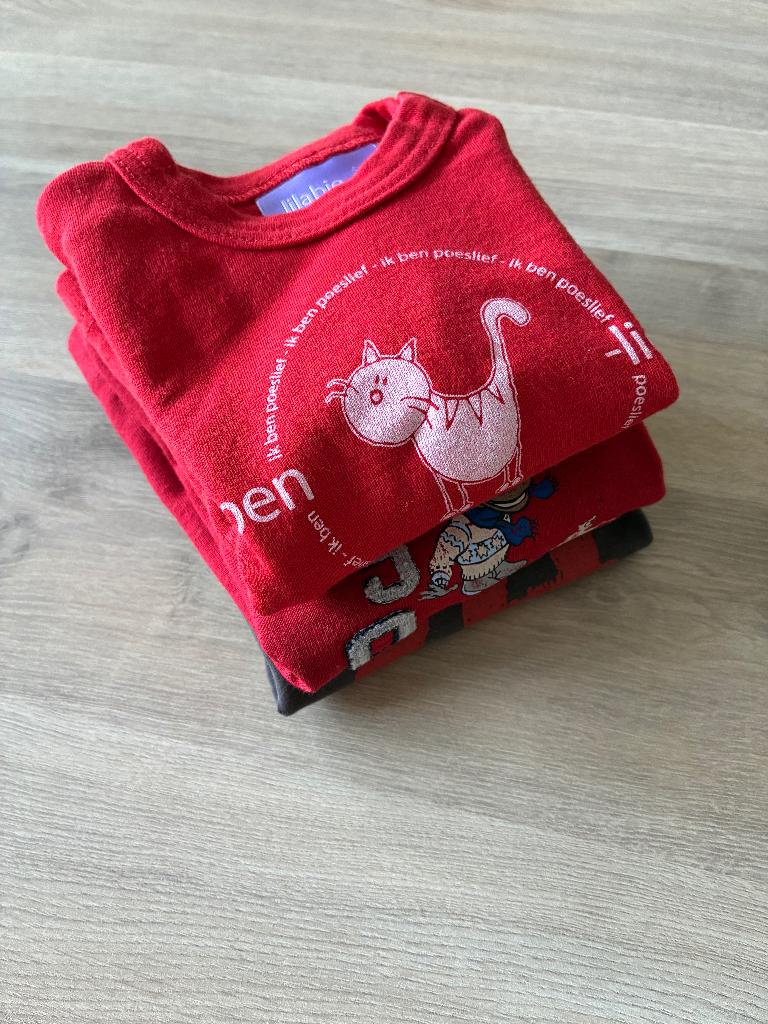 3 rode merkjes shirtjes met lange mouwen (maat 62-68), Kinderen en Baby's, Ophalen, Zo goed als nieuw, Overige maten
