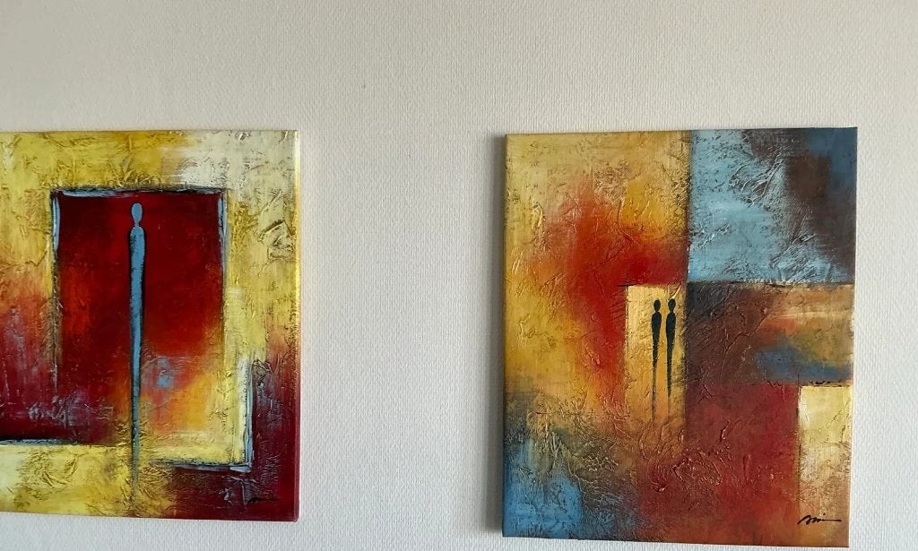 Set van 2 abstracte stijlvolle schilderijen, Ophalen